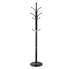 Coat Rack Freestanding, Coats Tree Stand with Stable Marble Base & 6 Hooks, Free Standing Hall Coat Rack for Entryway, Bedroom, Office, Living Ro