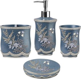 Home 4pc Capri Bathroom Accessories Sets Modern Classic Soap Dispenser, Tumbler