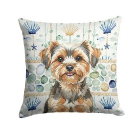 Yorkiepoo Coastal Sea Glass Throw Pillow Decorative Indoor Outdoor Accent Cushion for Couch, Bed or Patio, 18Hx18W
