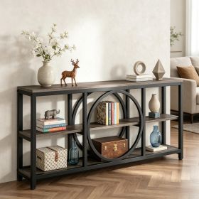 Console Table 70.9 Inch Sofa Table with 3 Tier Storage Shelves Narrow Design for Living Room Bedroom