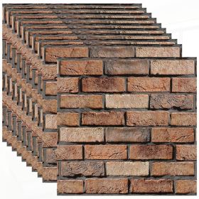 10 pcs 3D Wall Brick Self Adhesive Removable Wallpaper 11.8 x 11.8 Inch Wallpaper Brick Breakaway Wall Decals Vintage Faux Brick Wallpaper Brown