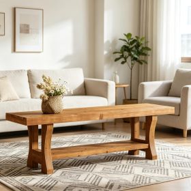 Solid Wood Entryway Bench 55 Inch Long End of Bed Dining Seat Home Decor Furniture