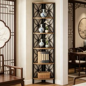 Corner Bookshelf 70.8 Inch Display Shelf Storage Rack for Living Room Bedroom  Corner Shelf