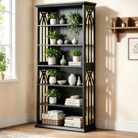 75 Inch 6-Tier Bookcase Display Shelves Storage Etagere Bookshelf for Living Room Bedroom Office Black  Finish