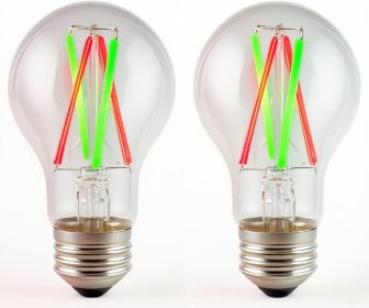 3 Color Temperature LED Bulb E26 Medium Base 60W Equivalent, Red and Green Color Changing Light Bulb 3CCT A19 LED 6W Clear Glass, Not Dimmable, 2