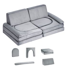 Modular Kids Play Couch, Sectional Toddler Sofa with Armrests, 28D Sponge & Short Pile