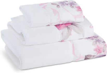 Michelle 3 Piece Bath Towel Set - Bath, Hand and Wash Towels with Modern Decor, Unique Design and Beautiful Floral Pattern