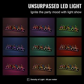 LED Lighted Liquor Bottle Display, 2 Tiers 60 Inch Commercial Illuminated Home Bar Shelf, 2 Steps Whiskey Rack Stand