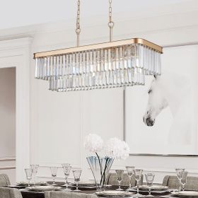 Chandeliers,Rectangular Crystal Chandelier Adjustable,E12 Modern Industrial Crystal Lights