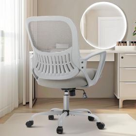 Office Computer Desk Managerial Executive Chair, Ergonomic Mid-Back Mesh Swivel Rolling Work with Wheels, Comfortable Lumbar Support