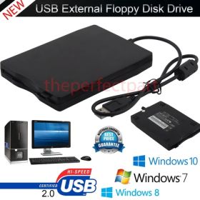 3.5' USB 2.0 Data External Floppy Disk Drive 1.44MB For Laptop PC Win 7 8 10 Mac (Option: Default)