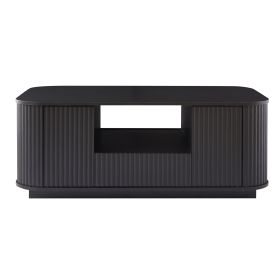 46.5"modern luxury oval coffee table with drawers and storage compartments, curved contour design, living room center coffee table (Color: Black)