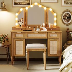 44.37 " Makeup Vanity Desk with 13 Hollywood Bulbs and 3 Lighting Modes (Color: Natural)