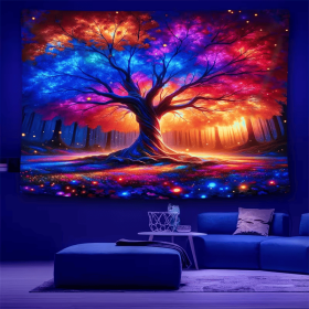 A Magical Glowing Tapestry of The Tree of Life, Large-Sized Fluorescent Fabric, Home Decor, Suitable for Living Rooms And Dorms (size: 118inch*70inch)
