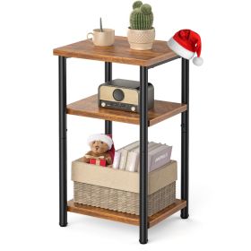3 layer coffee table with adjustable height, small bedside table, storage shelf, suitable for bedroom, living room, office space saving (style: Brown/1P)