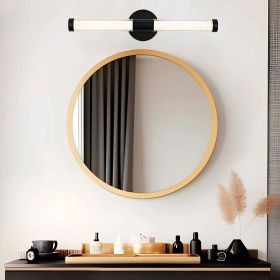 Modern Minimalist LED Vanity Wall Sconce-Matte Black Metal with Ribbed Acrylic Diffuser, Dimmable Warm White Light for Bathroom, Bedroom & Hallwa (Color: Black)