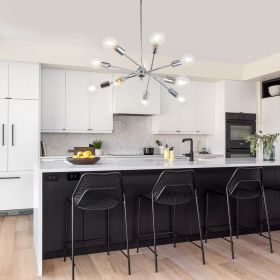 Sputnik Chandelier Modern Black/Brushed Nickel/Chrome Chandelier Mid Century Ceiling Lighting Fixtures 10 Lights E26 for Living Room, Kitchen Isl (Color: Chrome)