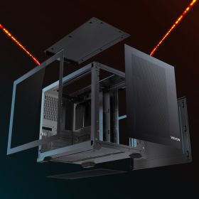 Mid-Tower PC Case Dual Chamber Gaming Computer Case For ATX Motherboard No Fan (Option: Black)